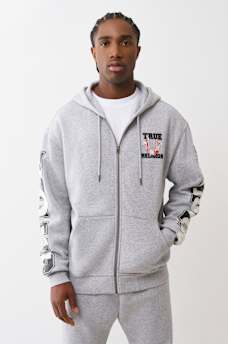 SUDADERA DE FELPA CON CAPUCHA, CIERRE Y APLIQUE, image 1