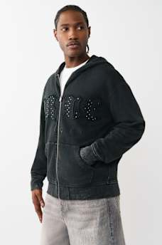 STUDDED LOGO ZIP HOODIE, image 5