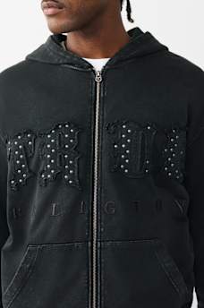 STUDDED LOGO ZIP HOODIE, image 1