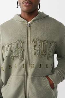 STUDDED LOGO ZIP HOODIE, image 1