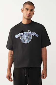 T-SHIRT AMPLE &Eacute;PAIS &Agrave; LOGOS CHROM&Eacute;S