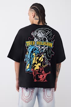 T-SHIRT &Eacute;PAIS SURDIMENSIONN&Eacute; AVEC LOGO DE TIGRE