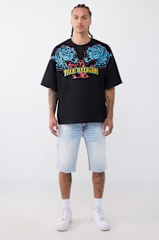 T-SHIRT &Eacute;PAIS SURDIMENSIONN&Eacute; AVEC LOGO DE TIGRE