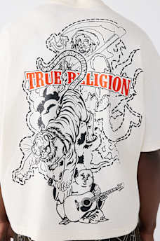 T-SHIRT &Eacute;PAIS SURDIMENSIONN&Eacute; AVEC LOGO DE TIGRE