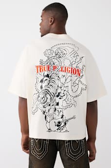 T-SHIRT &Eacute;PAIS SURDIMENSIONN&Eacute; AVEC LOGO DE TIGRE