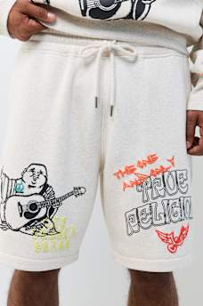 SHORT EN MOLLETON AVEC LOGOS DESSIN&Eacute;S