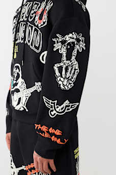 SKETCHED LOGO BOXY HOODIE