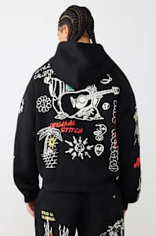 SKETCHED LOGO BOXY HOODIE