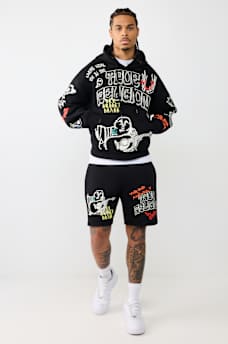 SKETCHED LOGO BOXY HOODIE