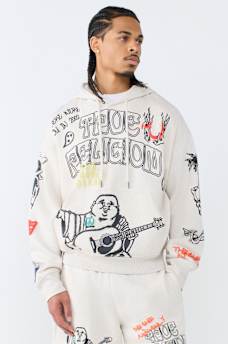 SKETCHED LOGO BOXY HOODIE