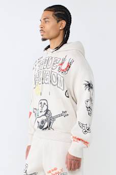 SKETCHED LOGO BOXY HOODIE