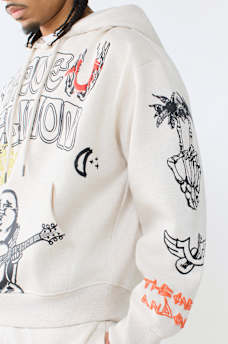 SKETCHED LOGO BOXY HOODIE