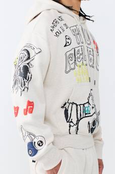 SKETCHED LOGO BOXY HOODIE