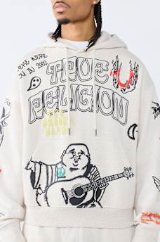 SKETCHED LOGO BOXY HOODIE