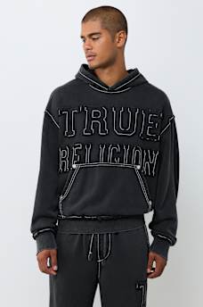 APPLIQU&Eacute; BIG T BOXY HOODIE