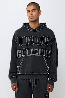 APPLIQU&Eacute; BIG T BOXY HOODIE