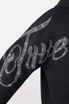 SUDADERA CON CAPUCHA Y CIERRE RELAJADA CON TEXTO Y DIAMANTES DE IMITACI&Oacute;N, image 5
