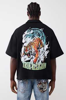 TIGER LOGO OVERSIZED POLO SHIRT, image 1