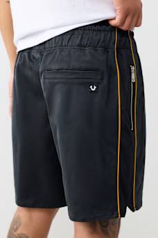 MESH BLOCK SATIN SHORT