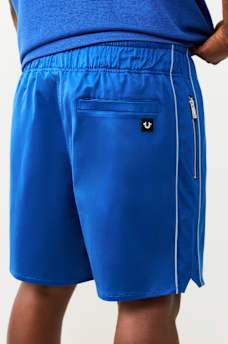 MESH BLOCK SATIN SHORT