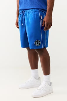 MESH BLOCK SATIN SHORT