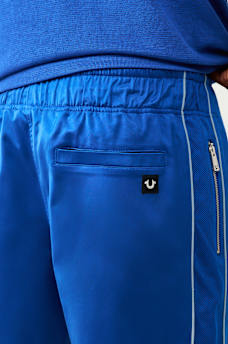 MESH BLOCK SATIN SHORT