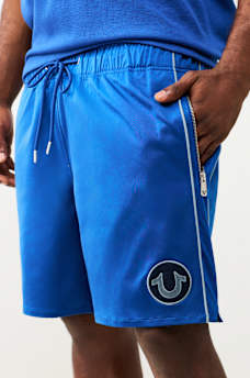MESH BLOCK SATIN SHORT