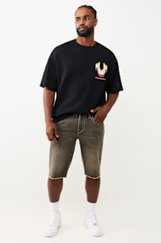 RICKY BIG T FLAP FRAY HEM SHORT