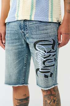 RICKY GRAPHIC FRAYED HEM FLAP SHORT, image 1