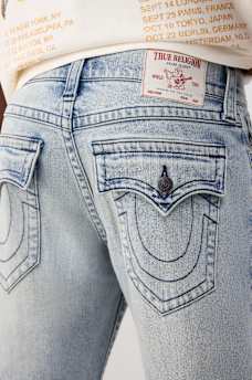 BILLY MENDED LOGO FLAP BOOTCUT JEAN 34"