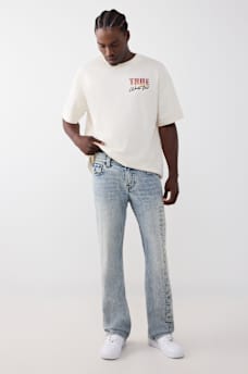 BILLY MENDED LOGO FLAP BOOTCUT JEAN 34"