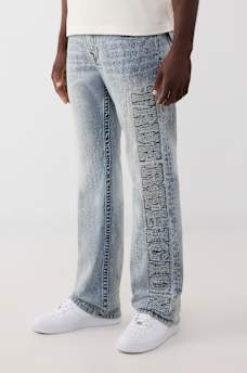 BILLY MENDED LOGO FLAP BOOTCUT JEAN 34"