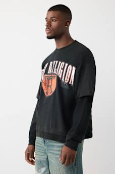 CAMISETA DE MANGA LARGA CON CUELLO REDONDO TEJIDA EN CAPAS CON LAVADO, image 3