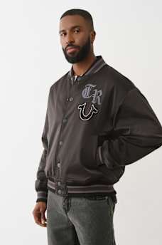 RHINESTONE SATIN RETRO BOMBER JACKET, image 3