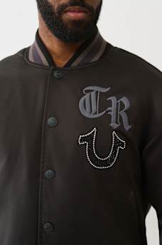 RHINESTONE SATIN RETRO BOMBER JACKET, image 4