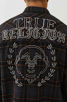 CAMISETA TEJIDA A CUADROS CON CRISTALES, image 5