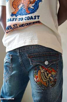 RICKY BIG T EMBROIDERED POCKET STRAIGHT JEAN, image 1