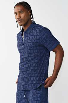 LOGO TERRY KNIT ZIP POLO SHIRT, image 3