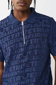 LOGO TERRY KNIT ZIP POLO SHIRT, image 4