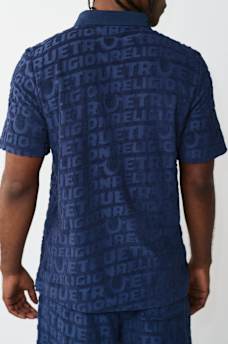 LOGO TERRY KNIT ZIP POLO SHIRT, image 5