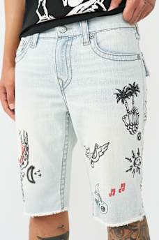 ROCCO BIG T DOODLE FRAYED HEM FLAP SHORT