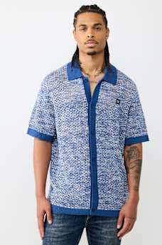 MARLED CROCHET KNIT SHIRT