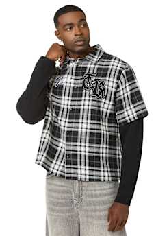 LONG SLEEVE WAFFLE KNIT FLANNEL SHIRT