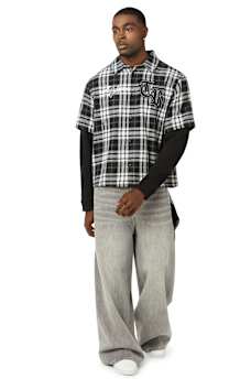 LONG SLEEVE WAFFLE KNIT FLANNEL SHIRT