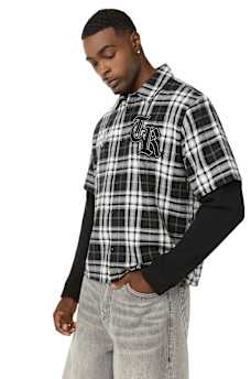 LONG SLEEVE WAFFLE KNIT FLANNEL SHIRT