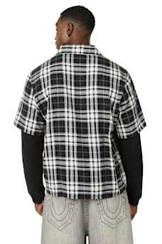 LONG SLEEVE WAFFLE KNIT FLANNEL SHIRT