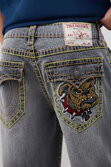 BOBBY EMBROIDERED BACK POCKET FLAP BAGGY JEAN 32" 