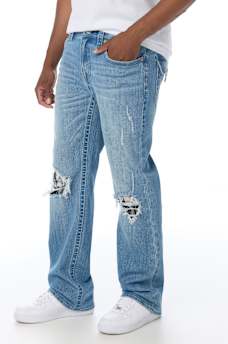 BILLY PLAID BACKING FLAP BOOTCUT JEAN 34"