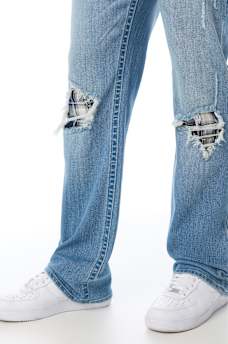 BILLY PLAID BACKING FLAP BOOTCUT JEAN 34"