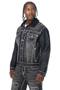 SUPER T OVERSIZED DENIM SHERPA TRUCKER JACKET